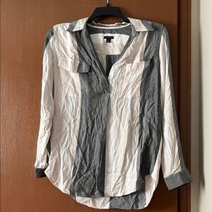 Ann Taylor Black and White Striped Top